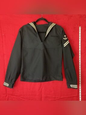 a vintage 1980s US Navy Sailor "Cracker Jack" jumper uniform top USS St. Louis
